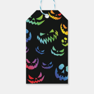 Etiqueta Para Presente Jack O Lanterna Pumpkin Rosto Preto e Branco