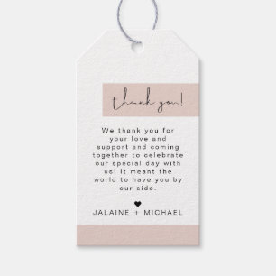 Etiqueta Para Presente JALAINE Modern Blush Color Block Obrigado