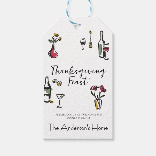 Etiqueta Para Presente Jantar Elegante Rústico de Ação de Graças (Frente)