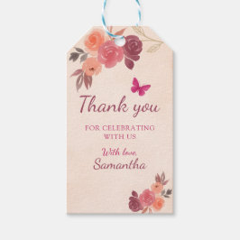 Etiqueta Para Presente Jardim Corado Aquarela Floral Primeiro Aniversário