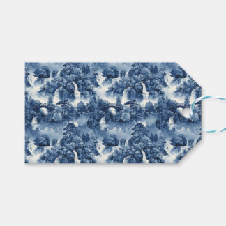 Etiqueta Para Presente Jardim d'água japonês em porcelana branca azul