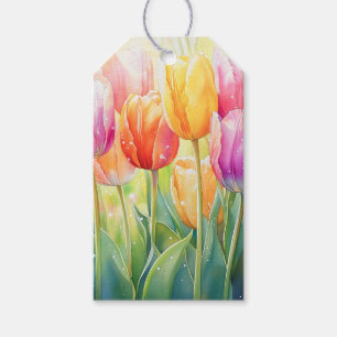 Etiqueta Para Presente Jardim de Tulipas de Primavera de Aquecedora