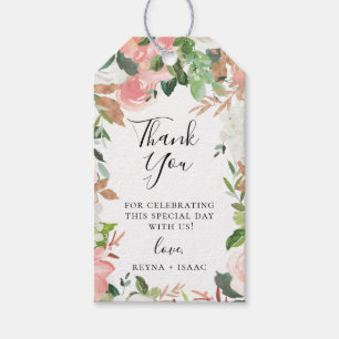 Etiqueta Para Presente Jardim Floral Rosa Corado Agradecimento Casamento