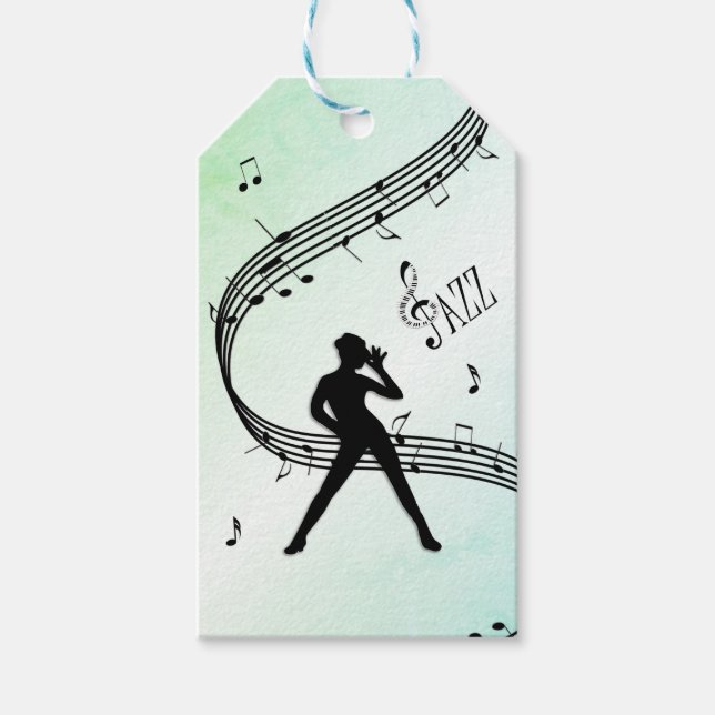 Etiqueta Para Presente Jazz Dance Green Music (Frente)