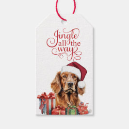 Etiqueta Para Presente Jingle All the Way Setter Irlandês Cão Natal