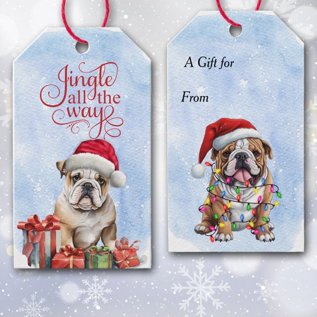 Etiqueta Para Presente Jingle All Way Bulldog Natal (Criador carregado)