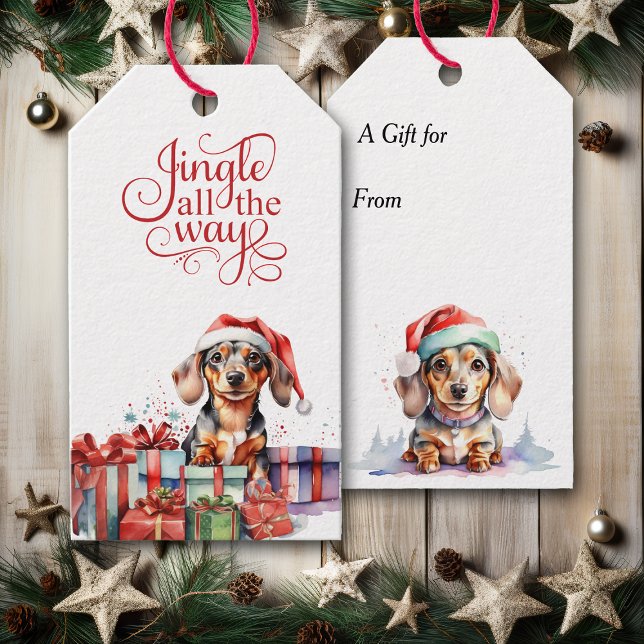 Etiqueta Para Presente Jingle All Way Dachshund Dog Natal (Criador carregado)