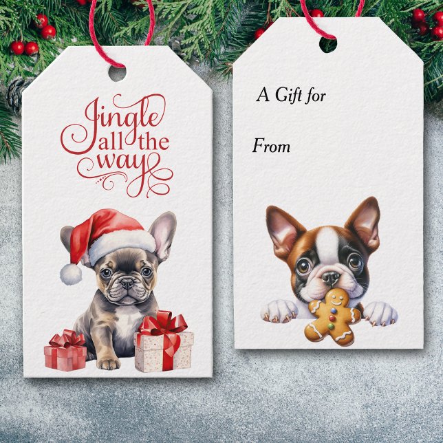 Etiqueta Para Presente Jingle All Way French Bulldog Christmas (Criador carregado)