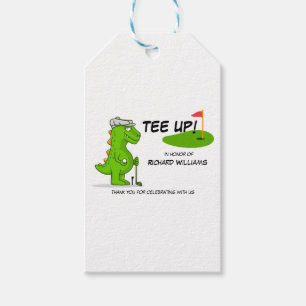 Etiqueta Para Presente Jogador De Golfe Reformado, Jogador De Dinossauro