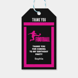 Etiqueta Para Presente Jogadora de futebol rosa, equipe de aniversários