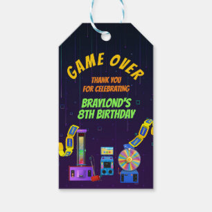 Etiqueta Para Presente Jogos e Arcade Aniversário Obrigado
