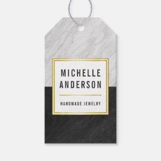 Etiqueta Para Presente Joias Douradas, Pretas E Brancas, Feitas À Mão