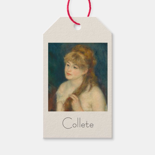 Etiqueta Para Presente Jovem Travando seu cabelo por Renoir (Frente)