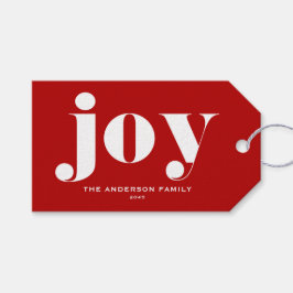 Etiqueta Para Presente JOY Bold Typografia Natal Moderno Vermelho