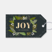 JOY Foliage & Berry Marinho Blue Christmas GIft Ta