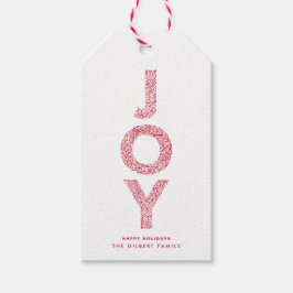 Etiqueta Para Presente JOY Foliage Typografia Red Christmas