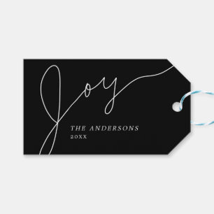 Etiqueta Para Presente Joy Modern Black and White Hand Lettered Script