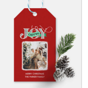 Etiqueta Para Presente JOY Modern Bold Script - Natal Minimalista