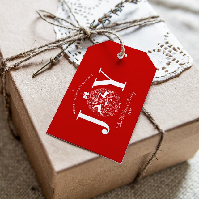 Etiqueta Para Presente Joy Ornamental | Personalizar de e para (Criador carregado)