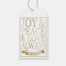 Etiqueta Para Presente Joy & Peace & Love Always | Dourado Faux Foil