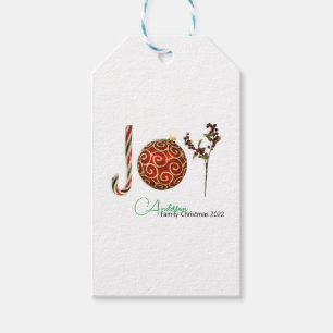 Etiqueta Para Presente Joy personalizou o ornamento de cana doce Holly