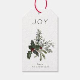 Etiqueta Para Presente Joy Rustic Greenery de Natal