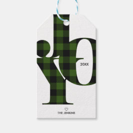 Etiqueta Para Presente Joy Typografia Xadrez Verde Buffalo Feriado