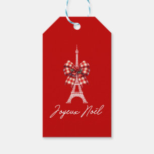 Etiqueta Para Presente Joyeux Noël Eiffel Torre Arco de Natal Vermelho e
