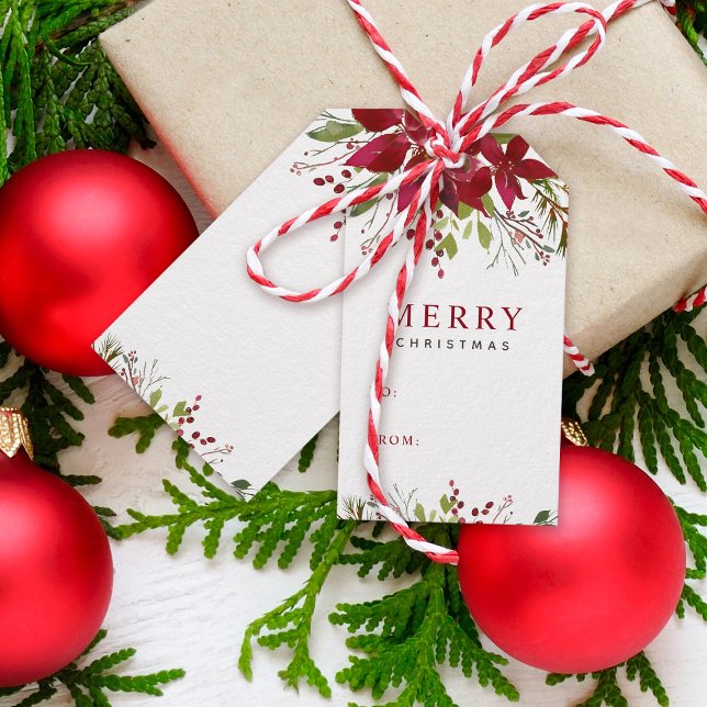 Etiqueta Para Presente Joyful Greenery Feliz Natal (Criador carregado)