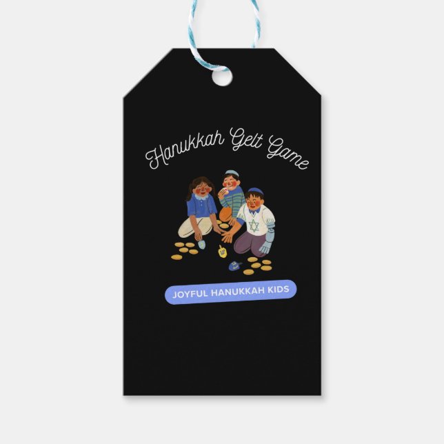 Etiqueta Para Presente Joyful Hanukkah Kids (Frente)
