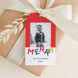 Etiqueta Para Presente Joyful Lettering Holiday Photo