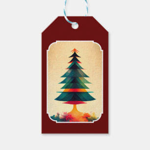 Etiqueta Para Presente Joyfull Christmas Tree Geométrico Artsy Design
