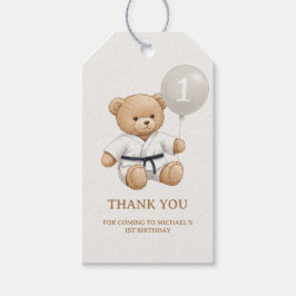 Etiqueta Para Presente Judo Bear Turns One" – 1st Birthday 【Black-belt】