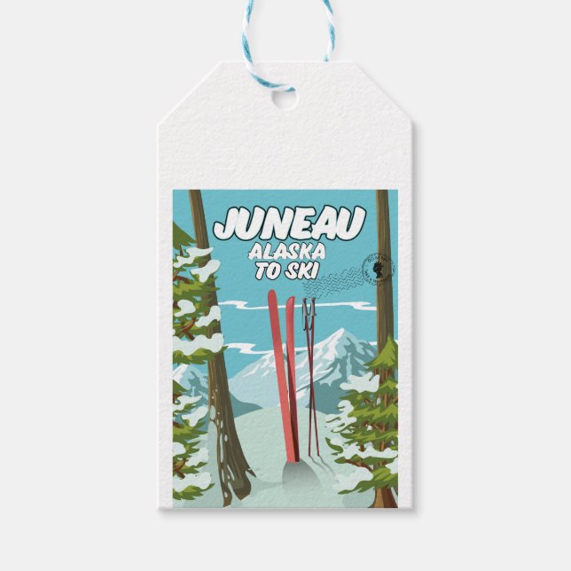 Etiqueta Para Presente Juneau Alasca Para Esquiar (Frente)