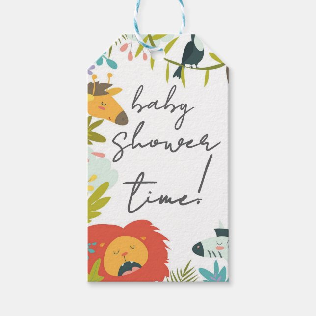 Etiqueta Para Presente Jungle Wildlife Baby Shower (Frente)
