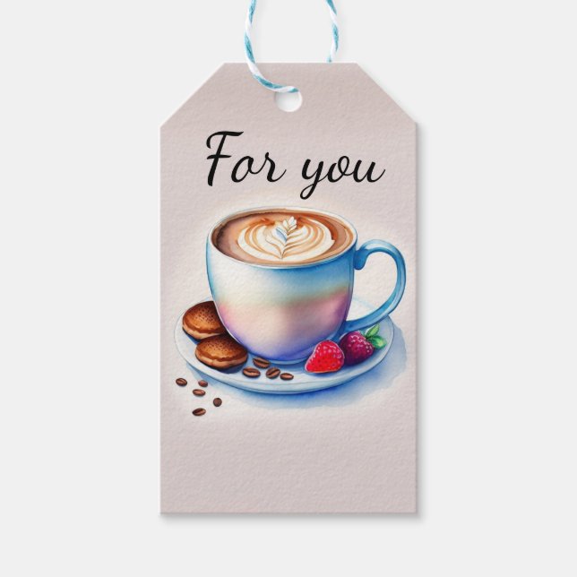 Etiqueta Para Presente Kaffeetasse Aquarellmalerei (Frente)