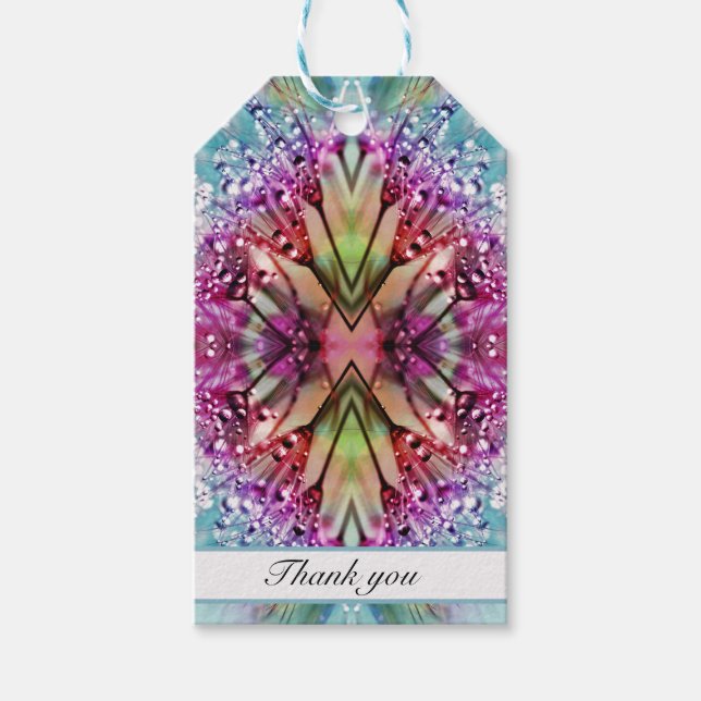 Etiqueta Para Presente Kaleidoscope Dewdroits: Arte Floral Abstrato (Frente)