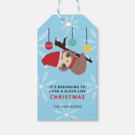 Etiqueta Para Presente Kawaii Christmas Sloth Punny Winter Holiday Cute