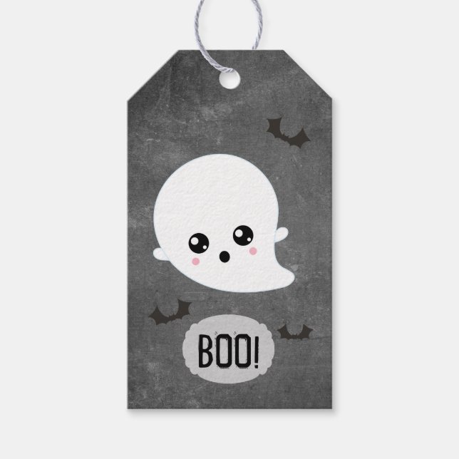 Etiqueta Para Presente Kawaii Ghost Halloween (Frente)