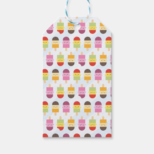 Etiqueta Para Presente Kawaii Summer Ice Lollies/Popsicles (Frente)