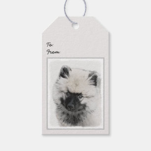Etiqueta Para Presente Keeshond Puppy Drapy - Arte Cachorro Original Boni