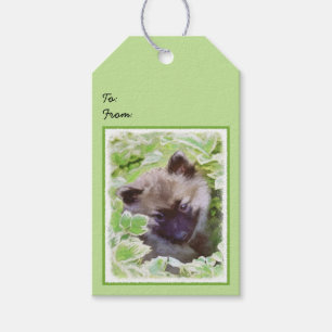 Etiqueta Para Presente Keeshond Puppy na Pintura Original