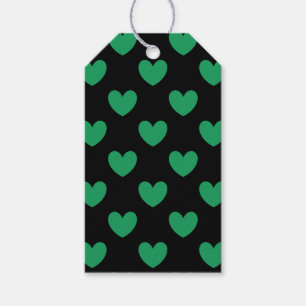 Etiqueta Para Presente Kelly Green Polka Hearts em preto