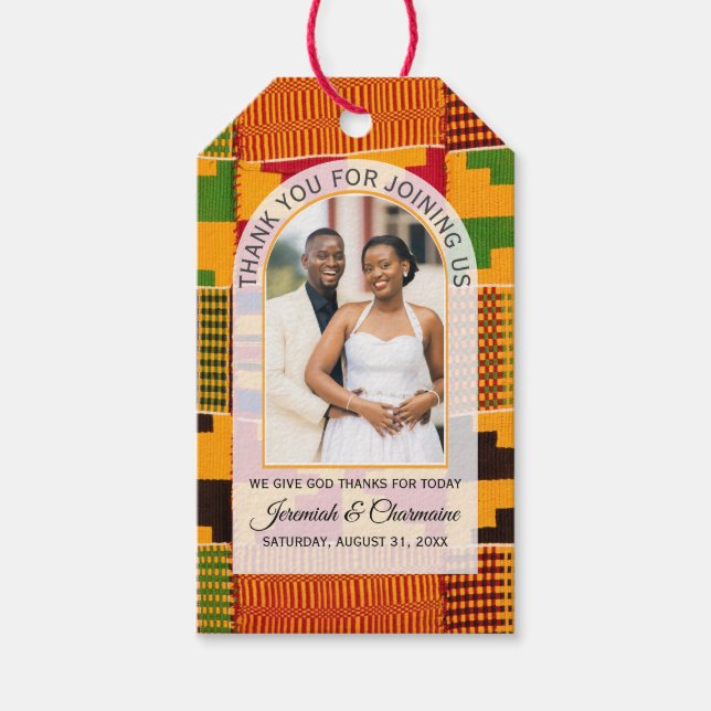 Etiqueta Para Presente Kente Photo Custom Name WEDDING  (Frente)