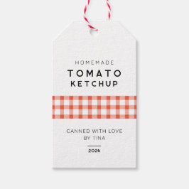 Etiqueta Para Presente Ketchup de tomate caseiro com padrão de verificaçã