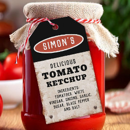 Etiqueta Para Presente Ketchup de tomate caseiro editável com placa enfer