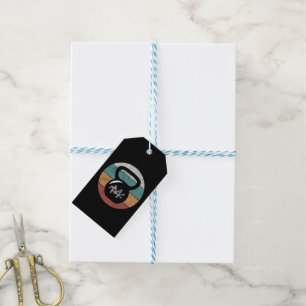 Etiqueta Para Presente Kettlebell vintage com monograma personalizado de
