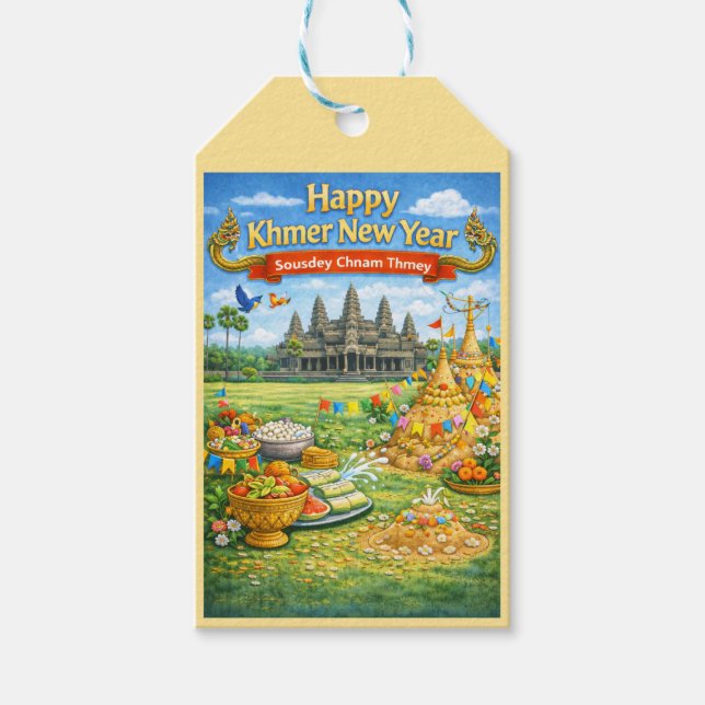 Etiqueta Para Presente  Khmer New Year Celebration-Sousdey Chnam Thmey (Frente)