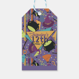 Etiqueta Para Presente Kids Purple Retro Witchy Halloween Birthday