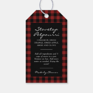 Etiqueta Para Presente Kit de Panela de Simmer Xadrez Preto e Vermelho
